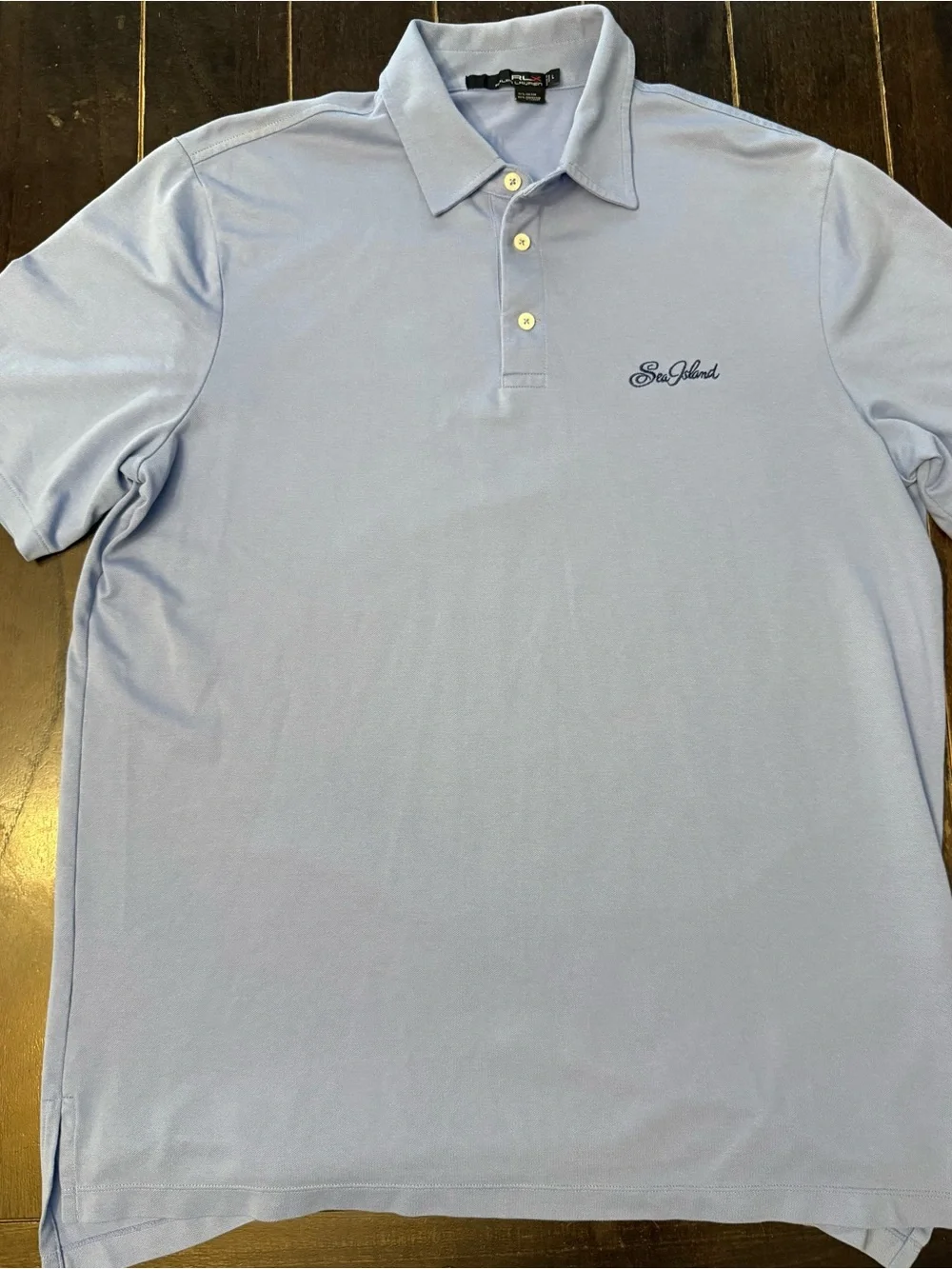 RLX Ralph Lauren Sea Island Polo Shirt Men L Light Blue Golf Stretch Performance